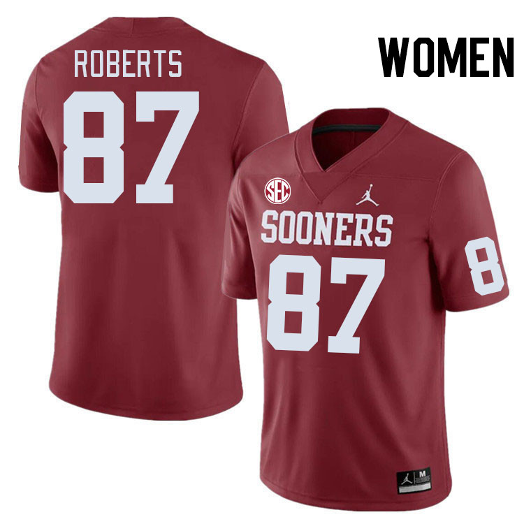 Women #87 Jake Roberts Oklahoma Sooners 2024 SEC Conference College Football Jerseys-Crimson